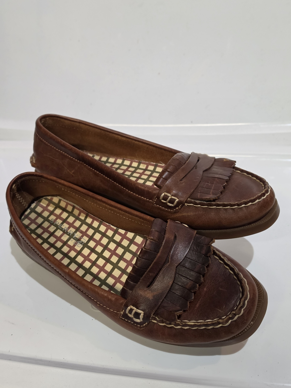 Sperry Women's Brown Leather Kiltie Penny Loafers Size 8